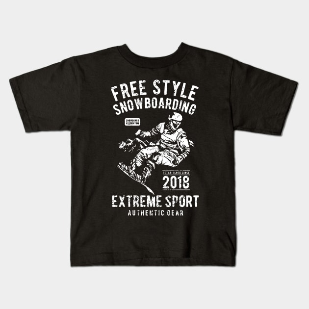 Free Style Snowboarding Kids T-Shirt by JakeRhodes